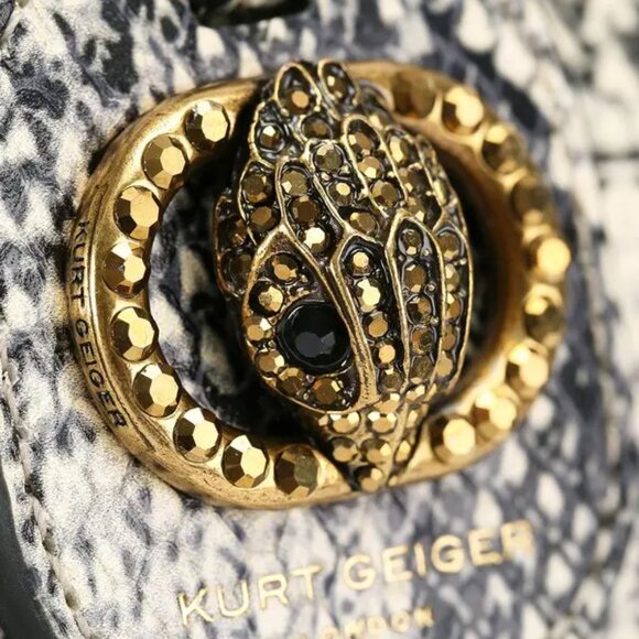 KURT GEIGER Chelsea Genuine Open White Color Leather Shopper Bag with Pouch - Picture 5 of 9